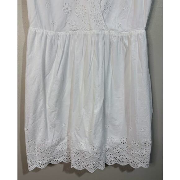 J Crew White Cotton Sleeveless Eyelet Border Dress Size 8 - Picture 2 of 9